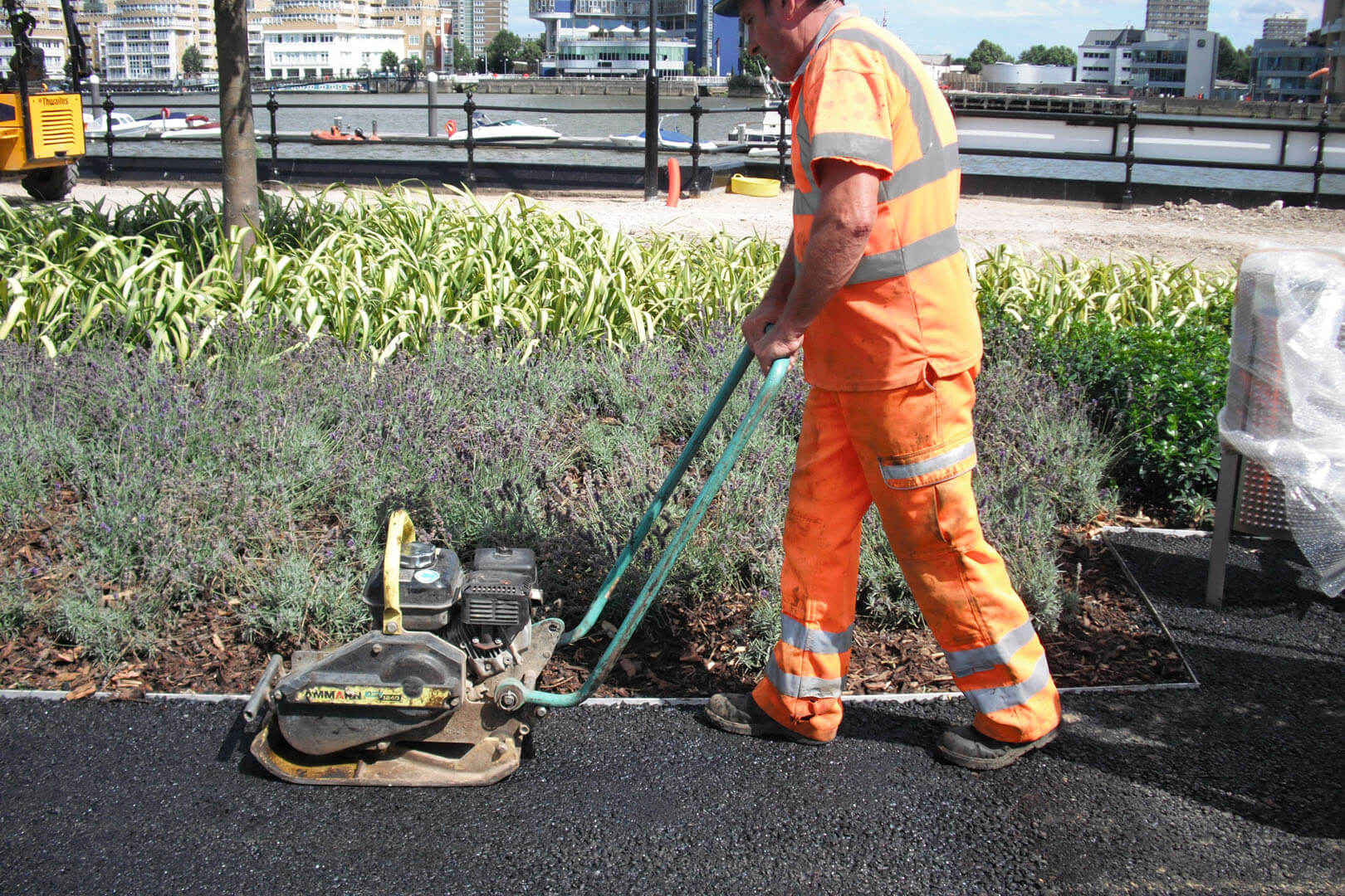 Tarmac driveway being installed